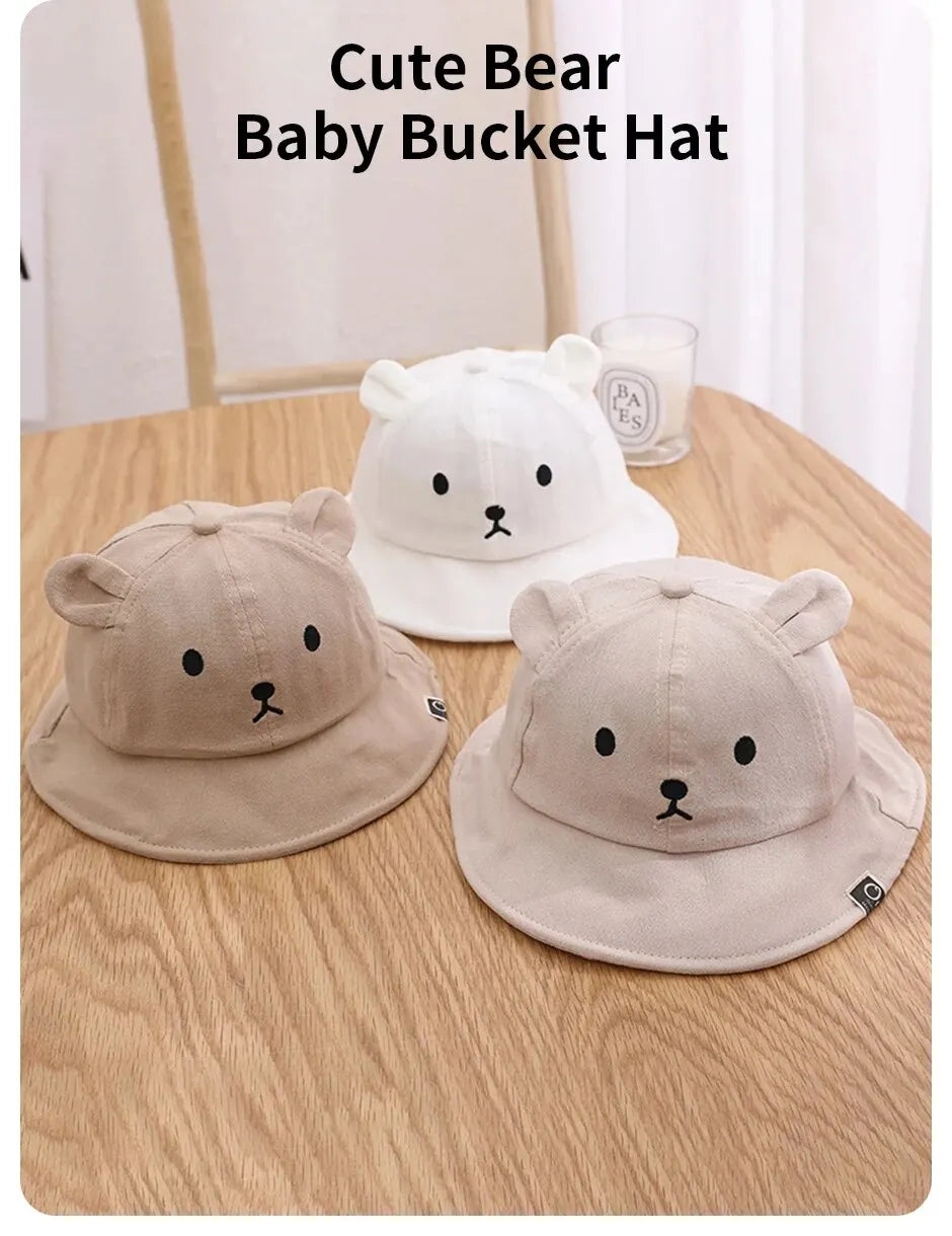 Baby accessories: bear ear cotton sun hat, unisex design, summer essential