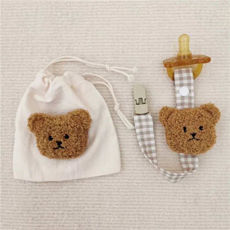 Gentle bear pacifier retainer clip, suitable for sensitive baby skin
