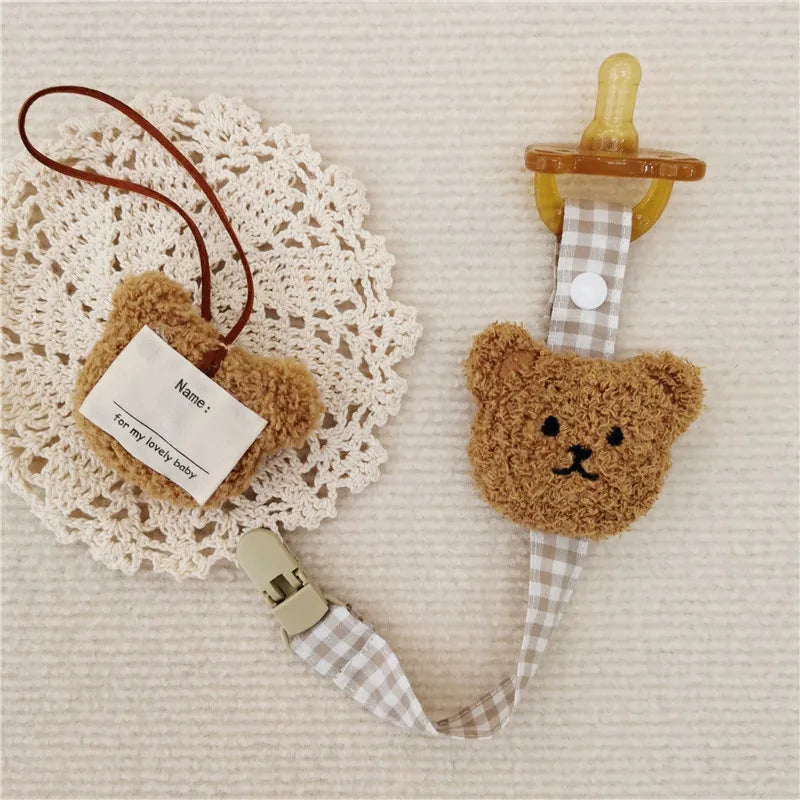 Silicone bear pacifier clip, chewable and soothing for teething babies
