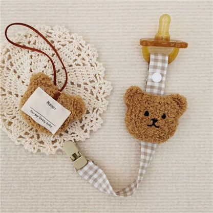 Silicone bear pacifier clip, chewable and soothing for teething babies