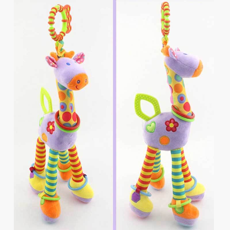 Nursery decor crib mobile featuring soft plush animals, a melodic bed bell for baby's delight
