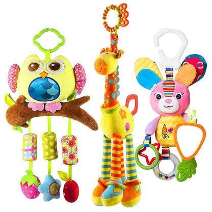 Interactive infant crib mobile with plush animals and soft melodies, enhancing baby's sensory play
