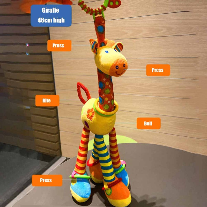 Baby Crib Mobile Pendant with plush elephants and stars, providing sensory engagement for tots