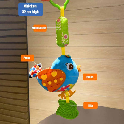 Soft plush animal crib mobile, a soothing bed bell promoting infant development and nursery aesthetics