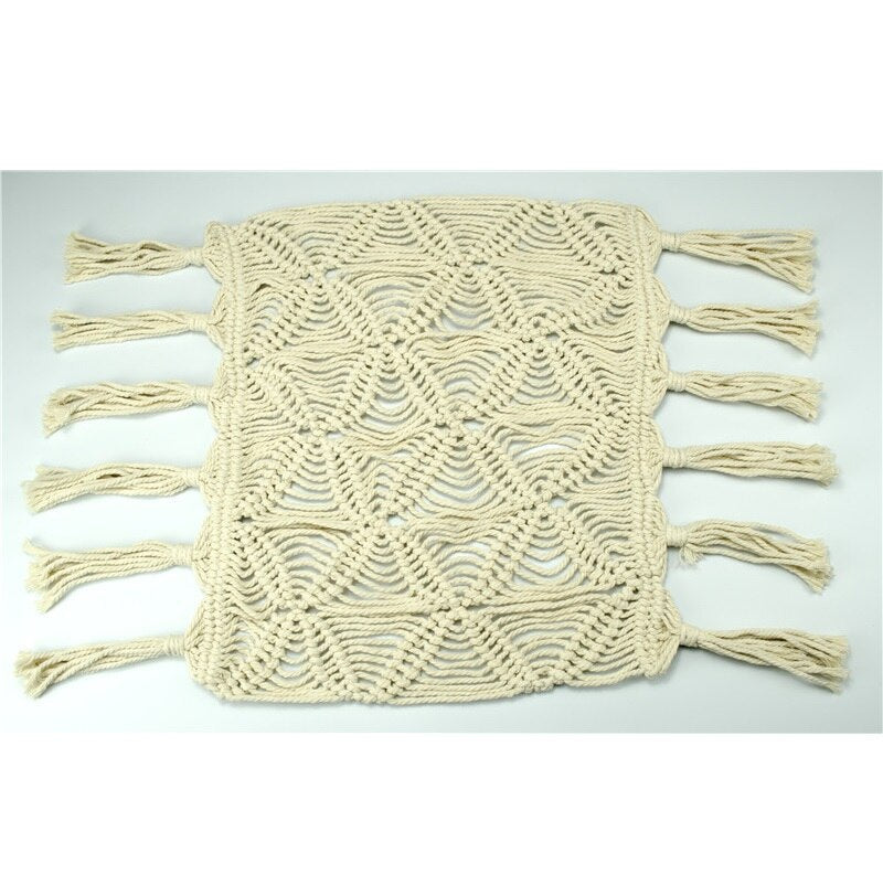 Handmade cream boho knitted baby blanket, ideal newborn photo prop and nursery decor item