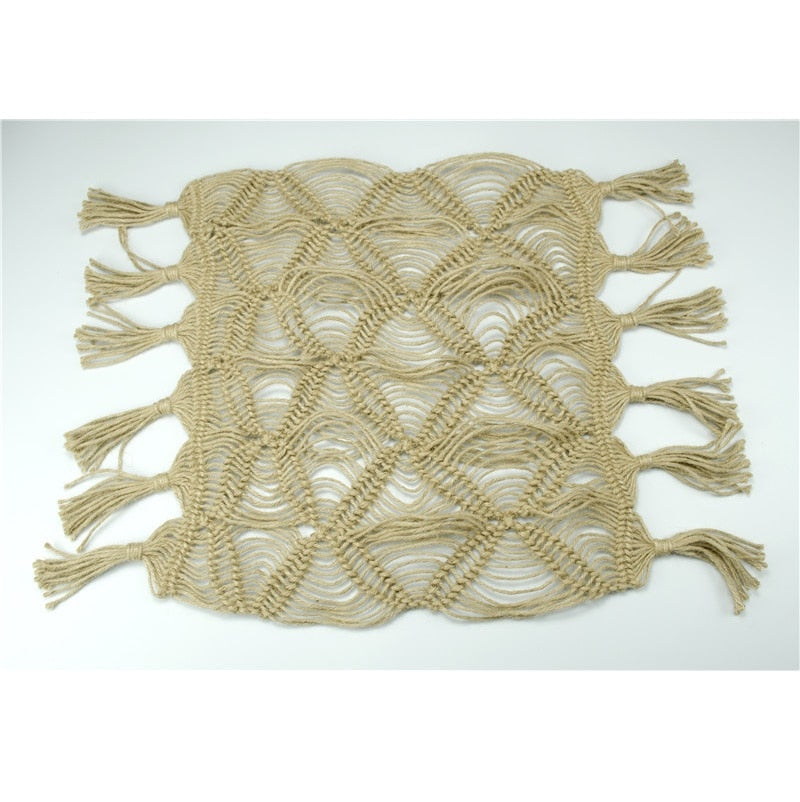Soft knitted baby blanket, off-white macrame design, perfect for bohemian baby shower gift
