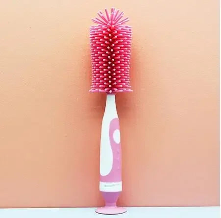 Compact baby bottle and pacifier brush set, perfect for home and travel, baby care essentials
