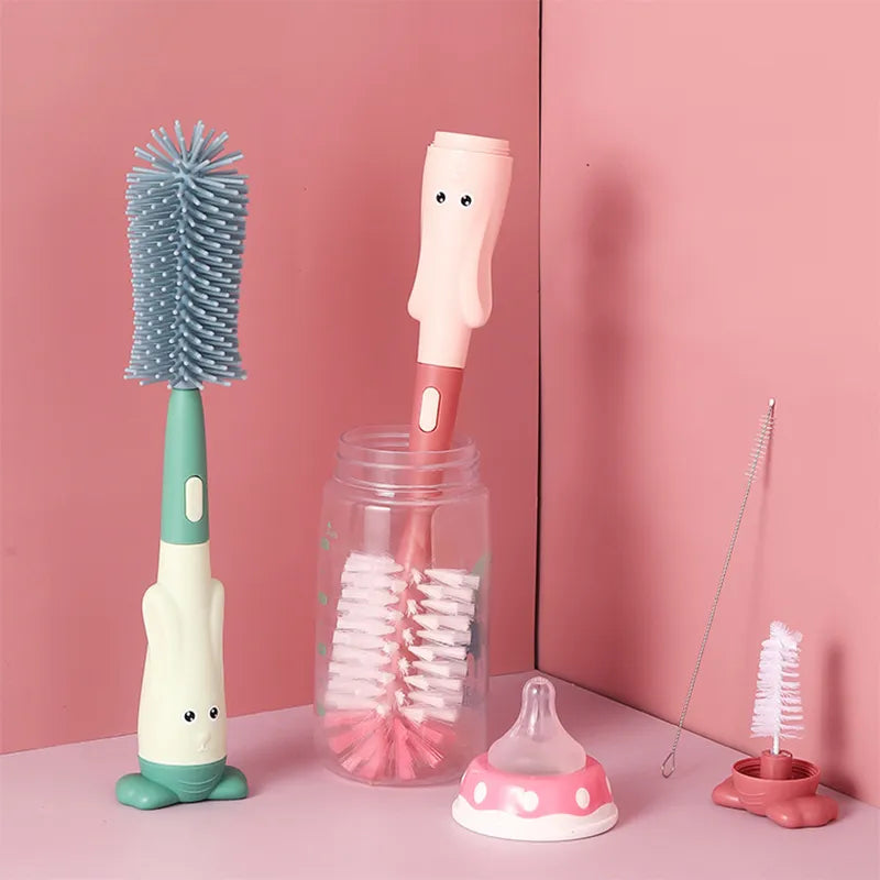 Soft-bristle baby bottle brush and pacifier cleaner, ensuring scratch-free cleaning of feeding items