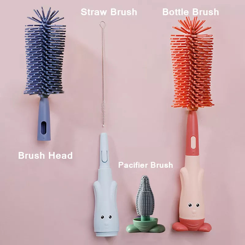 Bundle of baby bottle and pacifier cleaning brushes, a comprehensive set for baby hygiene needs