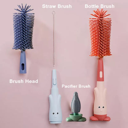 Bundle of baby bottle and pacifier cleaning brushes, a comprehensive set for baby hygiene needs