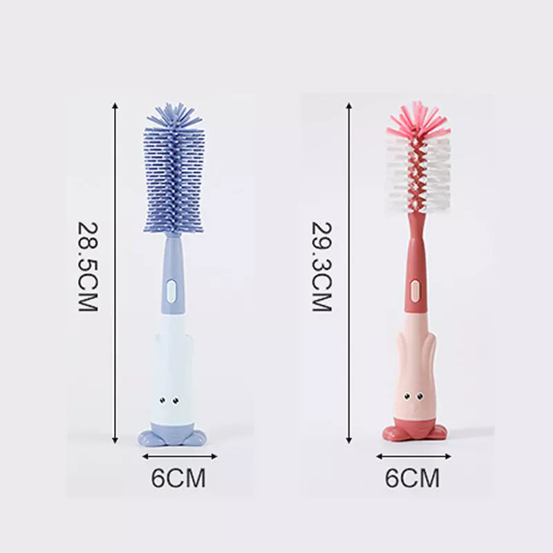 Infant feeding essentials: a baby bottle brush and tiny pacifier cleaner for thorough sanitation
