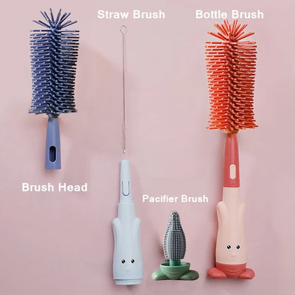 Complete 3-piece baby bottle and pacifier cleaning brush set for thorough baby hygiene and nursing