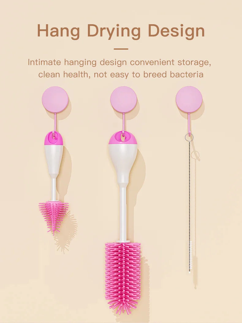Essential baby items: bottle brush, nipple cleaner, and straw cleaner for new parents