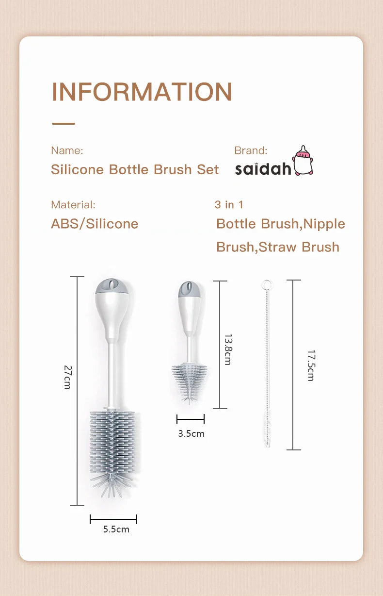 Detailed view of the 360° rotating mechanism on the baby bottle brush
