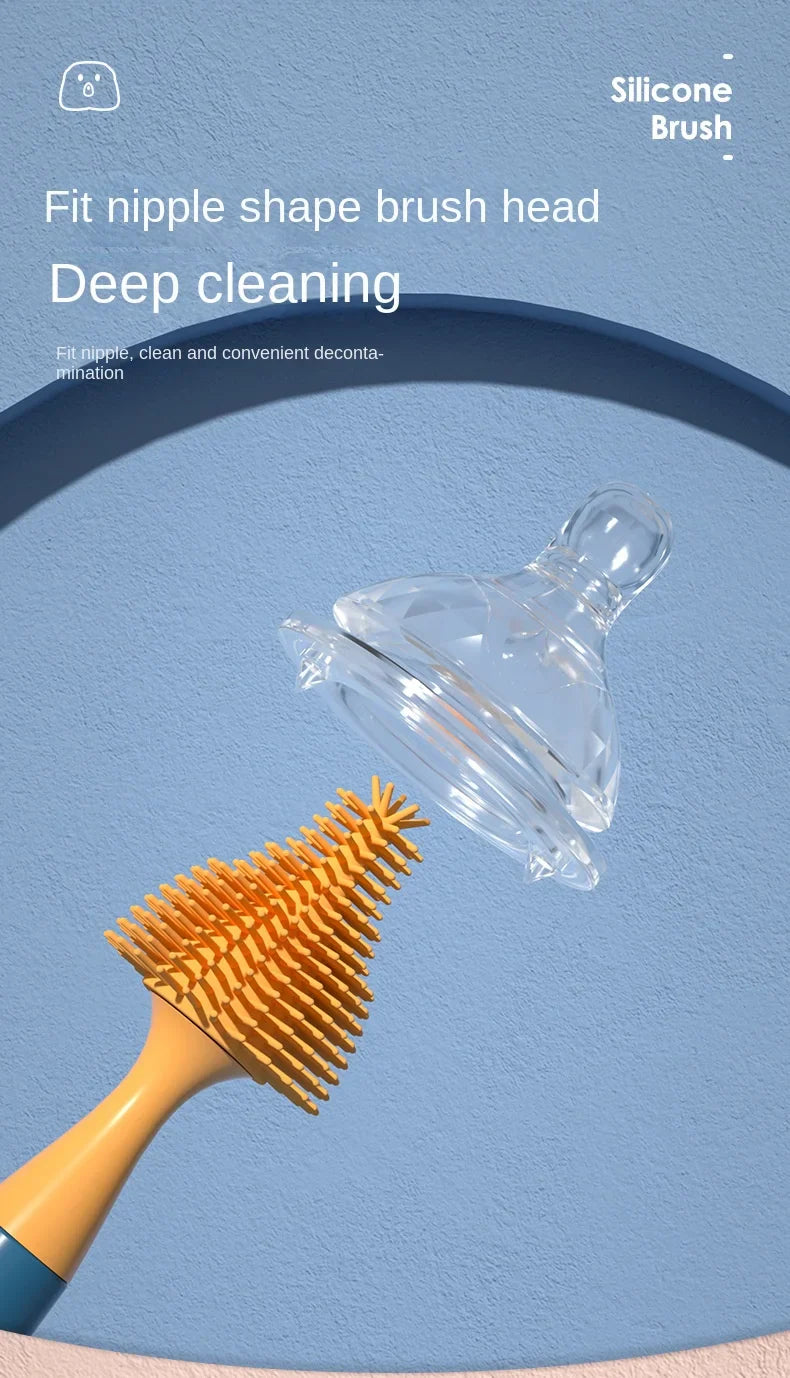 Baby feeding bottle cleaning tools: a silicone brush set that covers all hygiene needs.