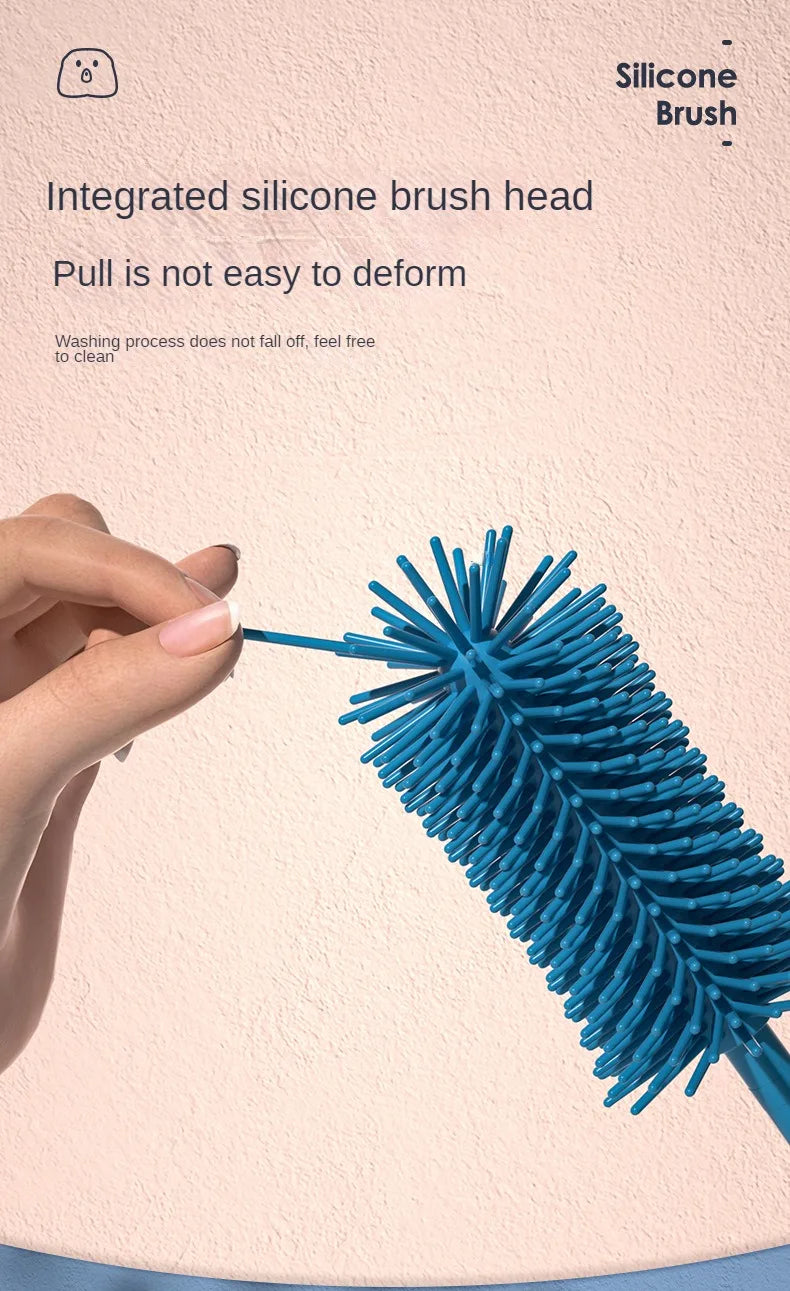 High-quality silicone bottle cleaner with a long handle and specialized nipple brush.
