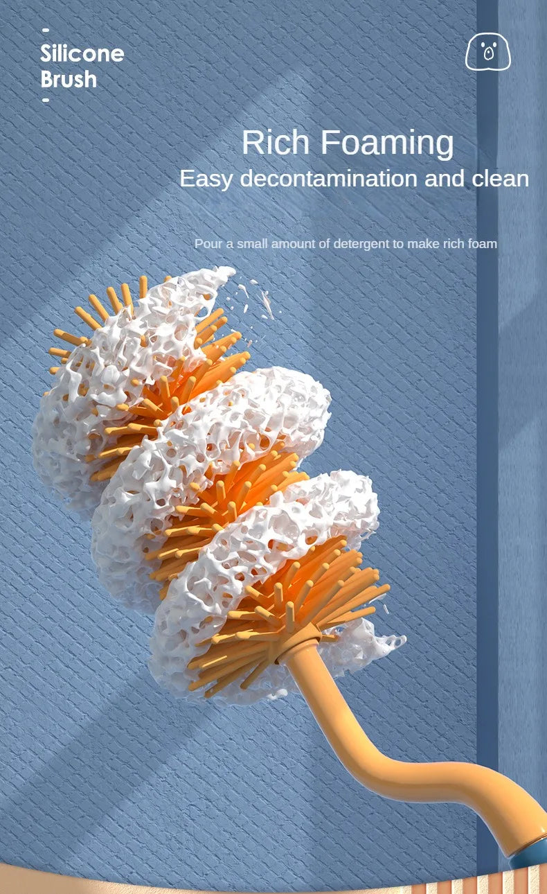 The ultimate baby bottle cleaning solution: a 3-piece silicone brush set with 360° rotation.