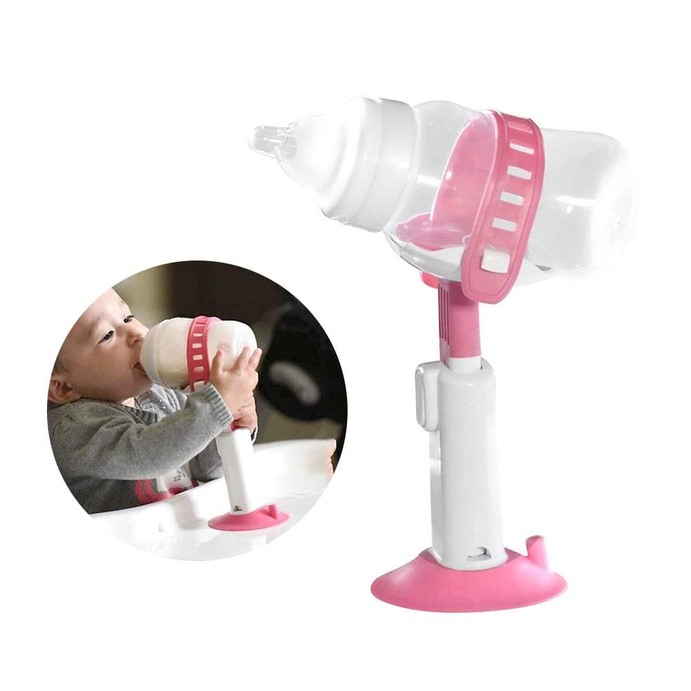 Infant feeding bottle holder, ergonomic design for hands-free nursing, promoting comfort and safety.