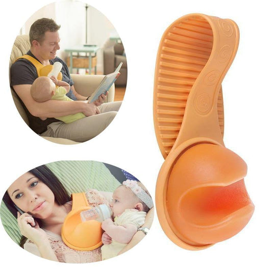 Baby bottle holder providing hands-free feeding support for infant care, essential for new parents.