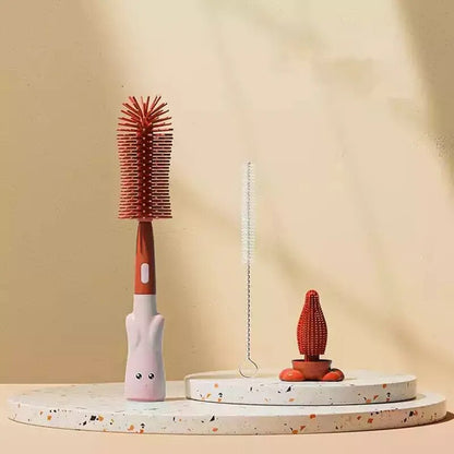 Nipple brush for baby bottles, soft silicone bristles for gentle yet effective cleaning