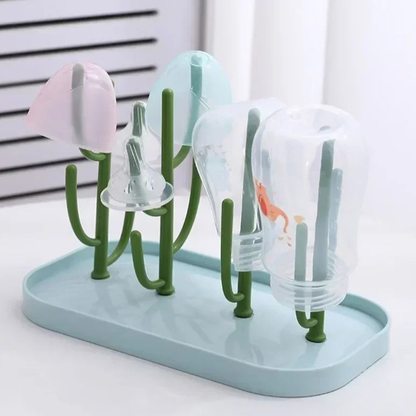 Baby bottle & nipple drying rack with pacifier holders, white, countertop organizer, fast drying baby essentials