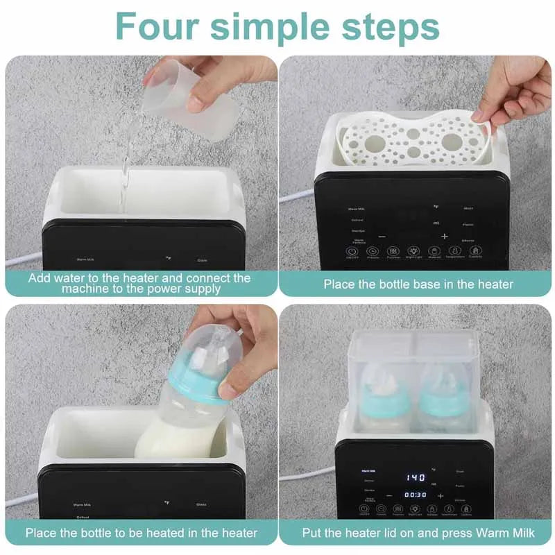 Multifunction baby bottle warmer sterilizer in a nursery environment, ready for use
