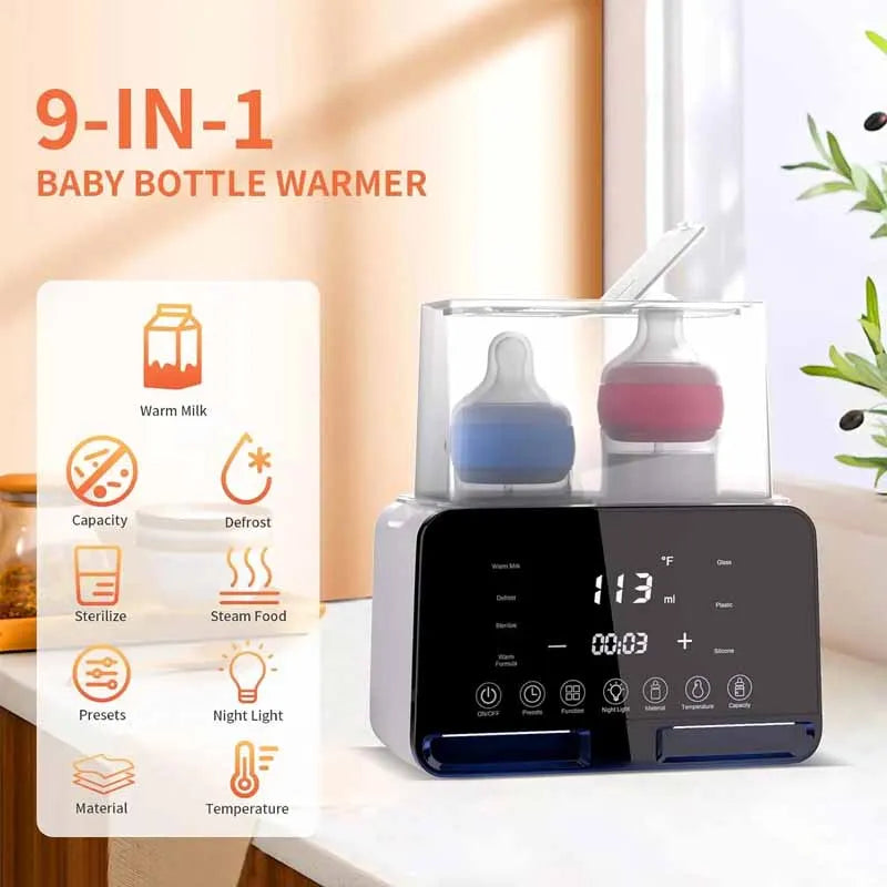 Multifunction baby bottle warmer and sterilizer, ideal for baby feeding with precise temperature control
