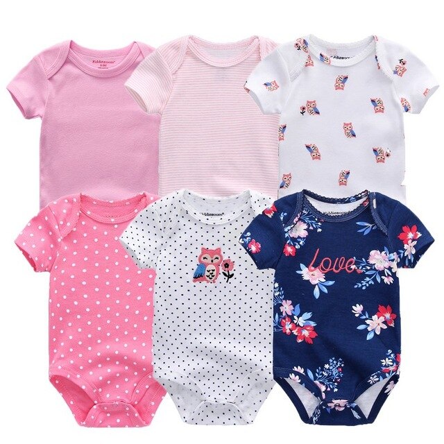 Baby boy short sleeve cotton onesie with a star pattern, comfortable infant play outfit