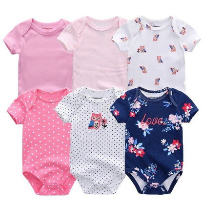 Baby boy short sleeve cotton onesie with a star pattern, comfortable infant play outfit