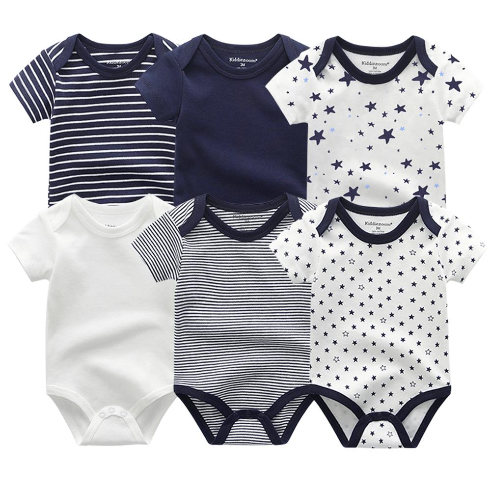 Six cotton baby boy onesies, multi-color and multi-pattern pack, baby shower gift idea