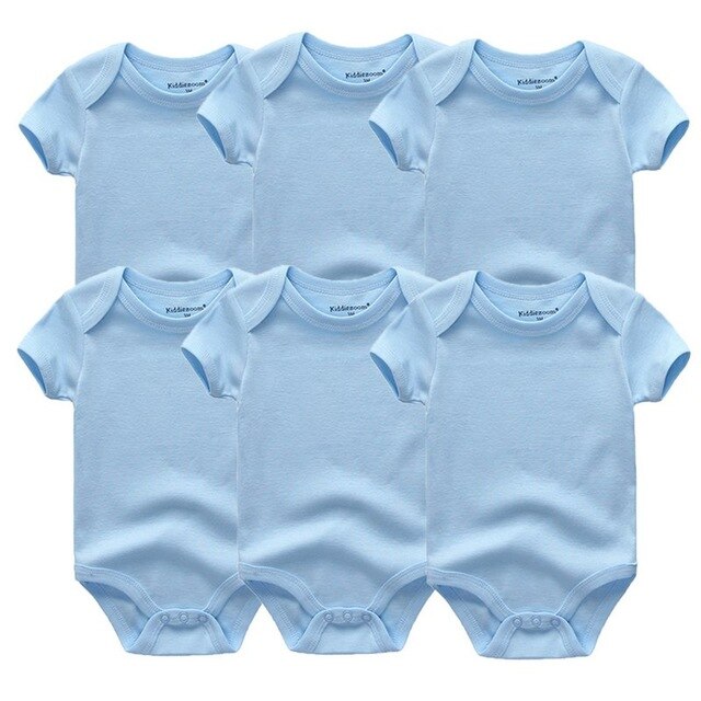 Essential baby boy cotton onesie with a simple plain blue design, versatile infant wear