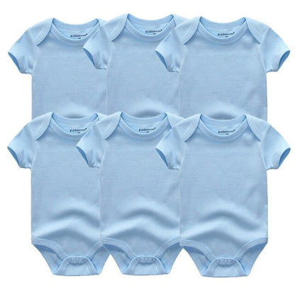 Essential baby boy cotton onesie with a simple plain blue design, versatile infant wear