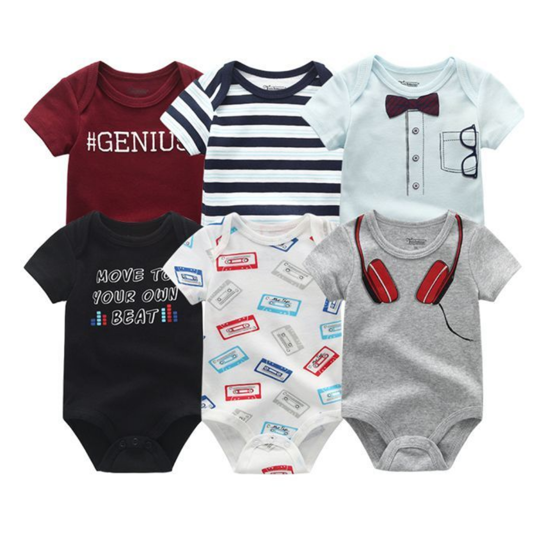 Baby boy cotton onesie with a cute bear graphic, comfortable and soft infant apparel