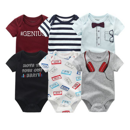 Baby boy cotton onesie with a cute bear graphic, comfortable and soft infant apparel