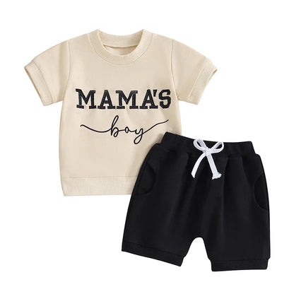 Baby boy's durable cotton blend embroidered summer outfit, perfect for warm weather