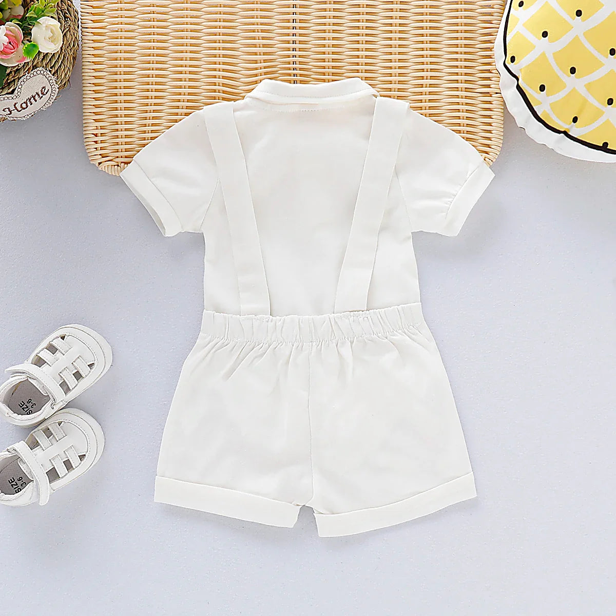 Summer baby boy gentleman romper, lightweight and comfortable for active infants up to 24 months