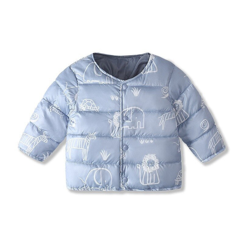 Folded green dinosaur parka, warm winter jacket for kids, fall winter collection