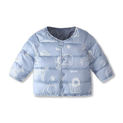 Folded green dinosaur parka, warm winter jacket for kids, fall winter collection