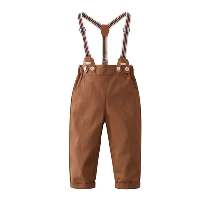 Versatile baby boy outfit: bear ear romper and pants, suitable for home or outings