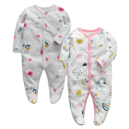 Front view of a blue long sleeve cotton jumpsuit, essential baby boy clothes for all seasons