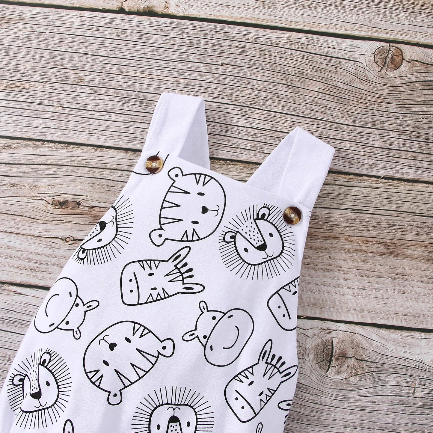 Toddler summer clothes: baby boy animal print jumpsuit, lightweight and breathable.