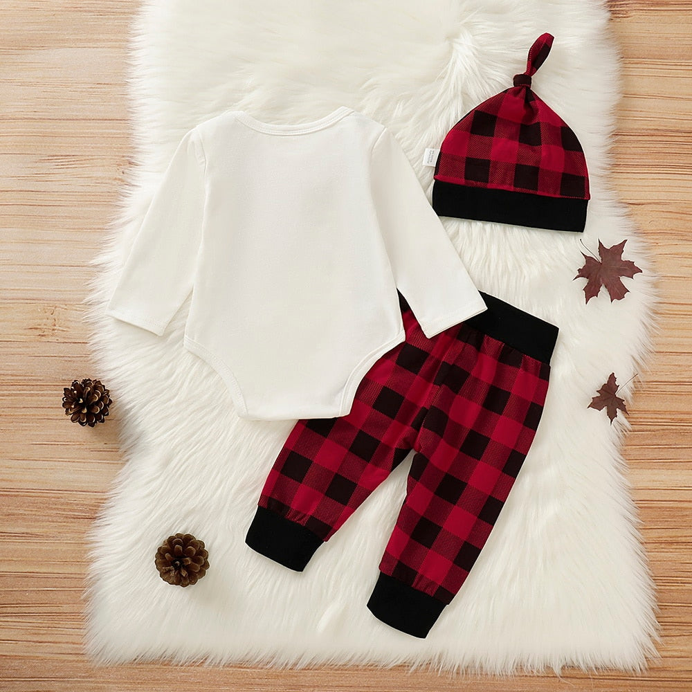 Infant boys' crew neck romper set, featuring a cute bowtie design and warm hat, perfect for casual babywear or as a baby gift.