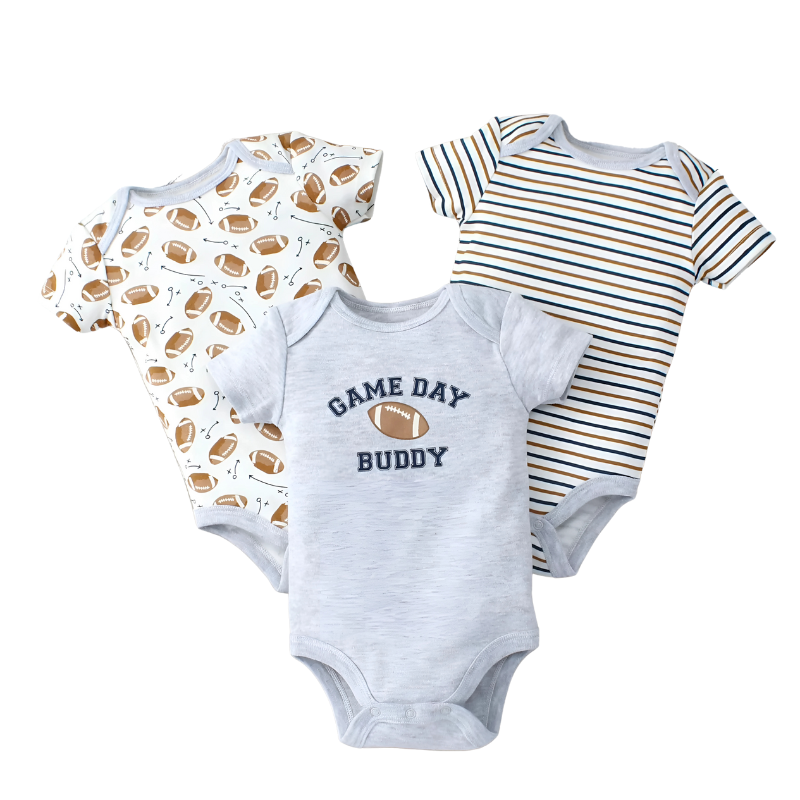 Cute infant apparel: soft cotton 3-piece set for baby boys, includes 'Little Champ' bodysuit