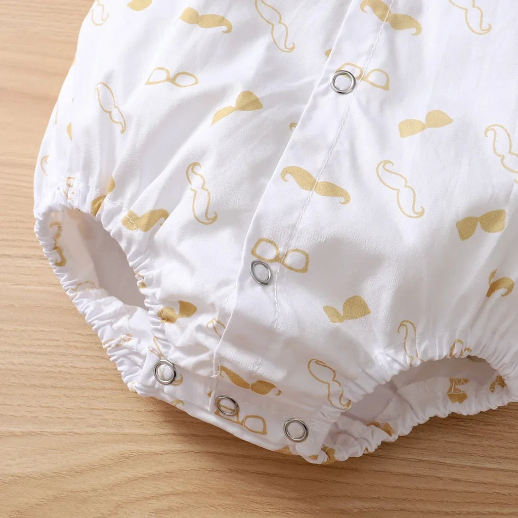Chic baby boy special occasion outfit: gentleman bow tie bodysuit and matching suspender pants