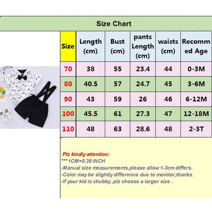 Baby boy's durable gentleman outfit, cotton blend bow tie bodysuit and comfortable suspender pants