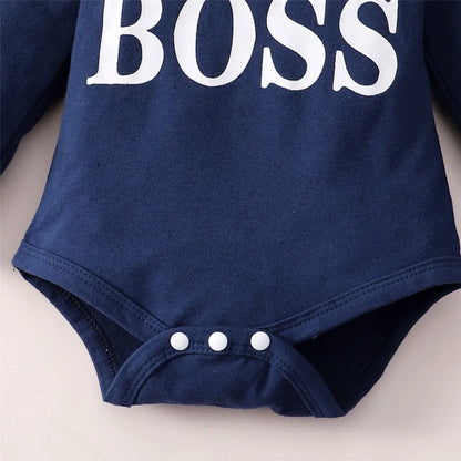 Infant fashion: 2-piece baby boy's hoodie jumpsuit and pants set, perfect for spring.