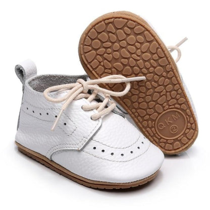 Comfortable baby boy leather shoes, designed as first walkers with an anti-slip grip