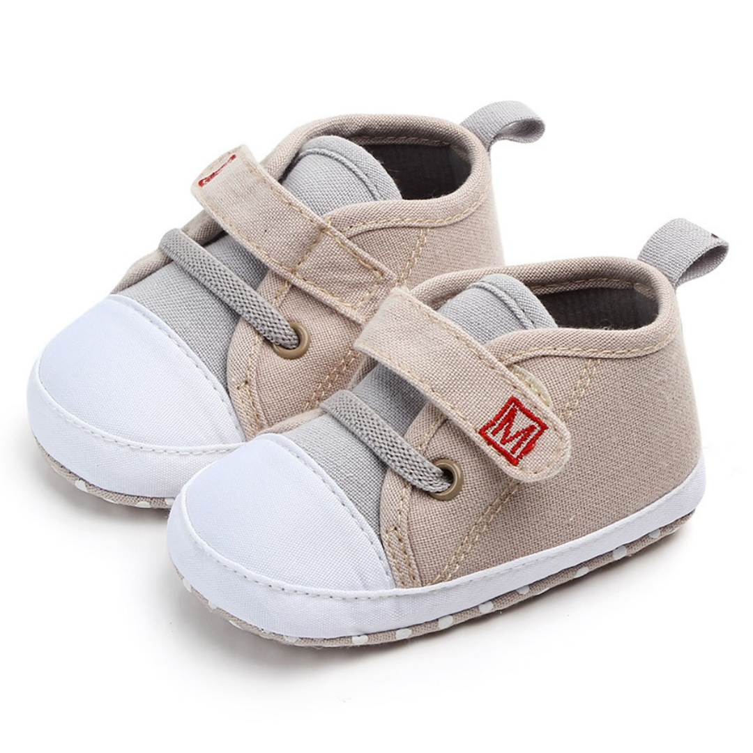 Stylish baby boy tri-color sneaker with soft sole, anti-slip design for toddlers