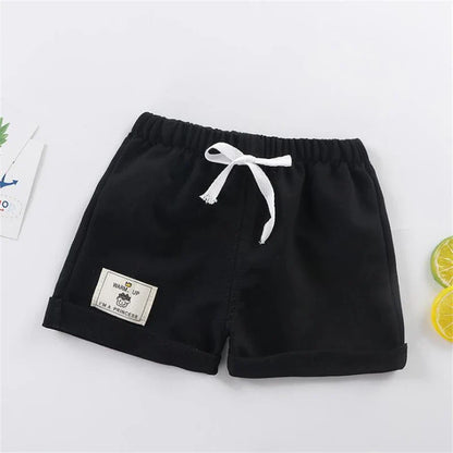 Yellow casual drawstring shorts for baby boys, comfortable and stylish kids fashion summer wear.