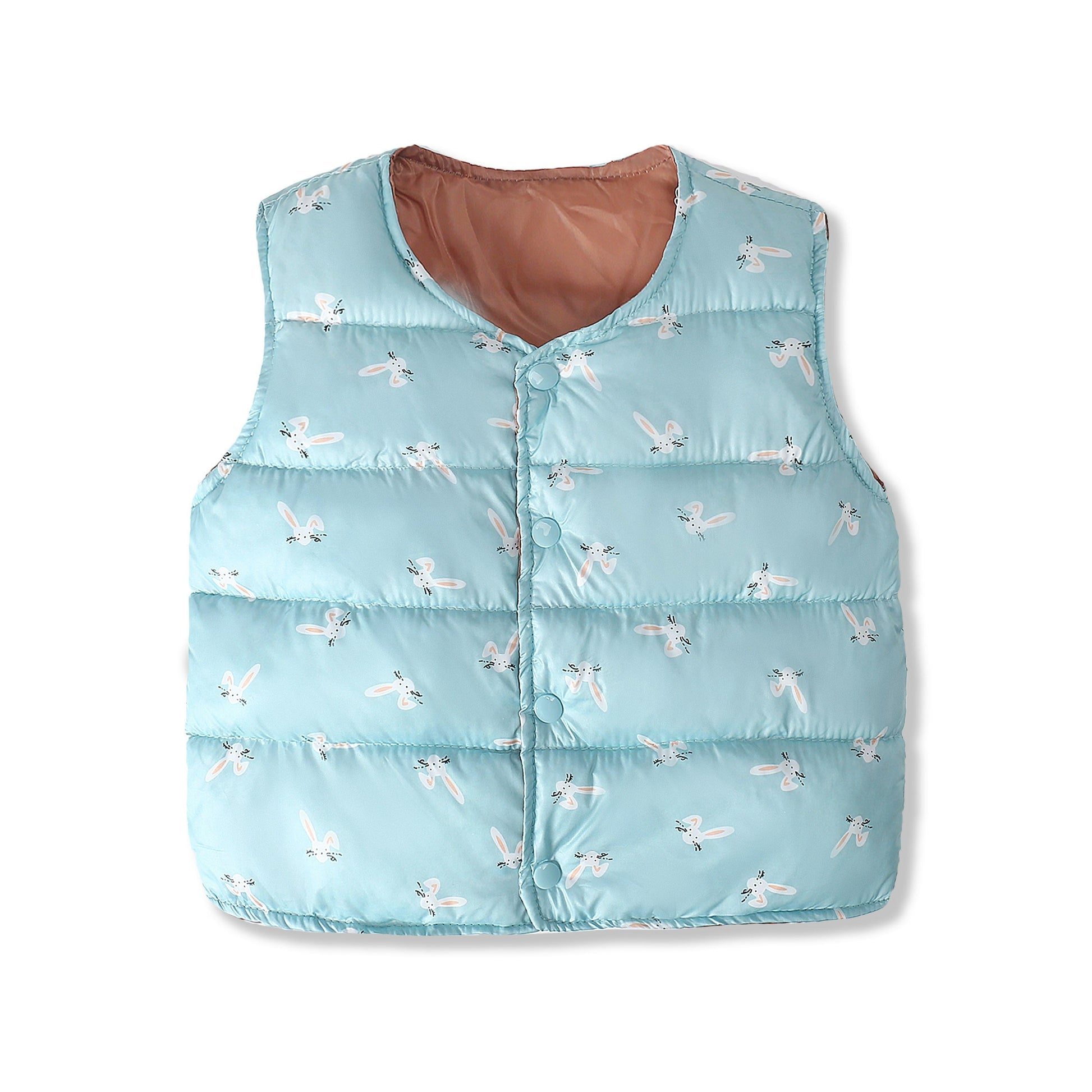 Cute elephant print baby vest, warm cotton padded jacket for boys and girls, perfect autumn winter parka